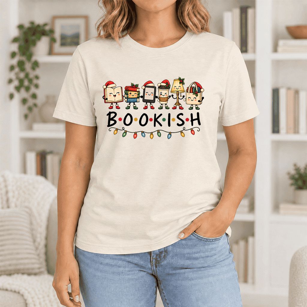 BOOKISH Things Ultra-Soft Cotton T-Shirt | Christmas Book Lover Gift Natural