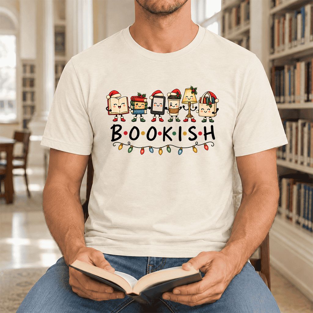 BOOKISH Things Ultra-Soft Cotton T-Shirt | Christmas Book Lover Gift Natural