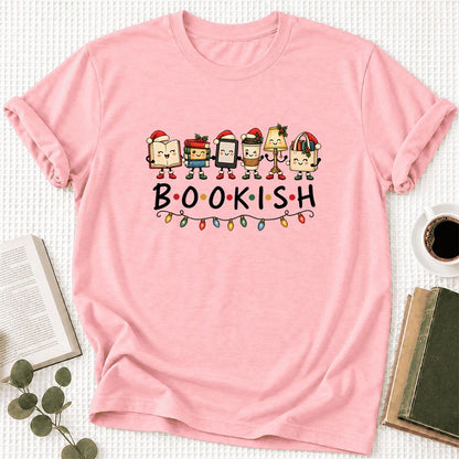 BOOKISH Things Ultra-Soft Cotton T-Shirt | Christmas Book Lover Gift Pink