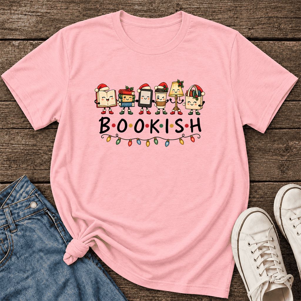 BOOKISH Things Ultra-Soft Cotton T-Shirt | Christmas Book Lover Gift Pink
