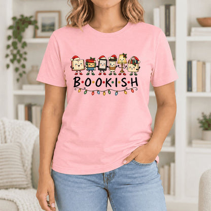 BOOKISH Things Ultra-Soft Cotton T-Shirt | Christmas Book Lover Gift Pink