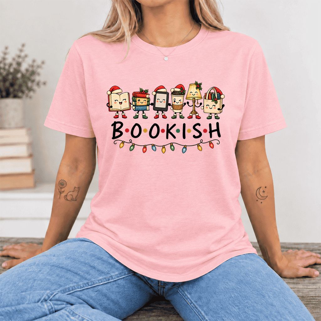 BOOKISH Things Ultra-Soft Cotton T-Shirt | Christmas Book Lover Gift Pink