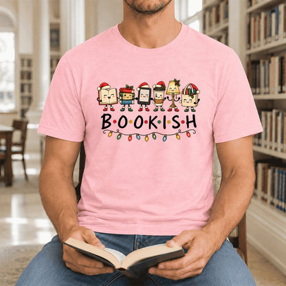 BOOKISH Things Ultra-Soft Cotton T-Shirt | Christmas Book Lover Gift Pink