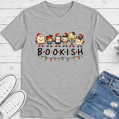 BOOKISH Things Ultra-Soft V-Neck | Christmas Book Lover Gift Athletic Heather