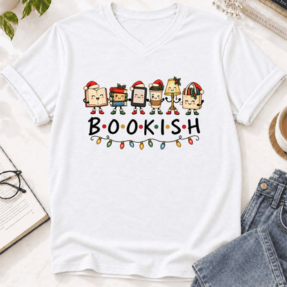 BOOKISH Things Ultra-Soft V-Neck | Christmas Book Lover Gift White