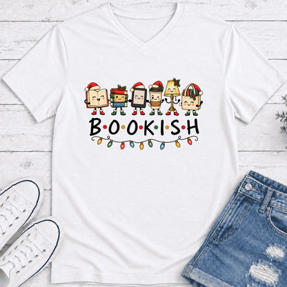 BOOKISH Things Ultra-Soft V-Neck | Christmas Book Lover Gift White