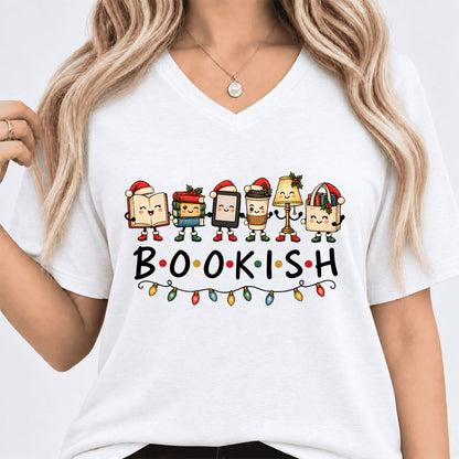 BOOKISH Things Ultra-Soft V-Neck | Christmas Book Lover Gift White