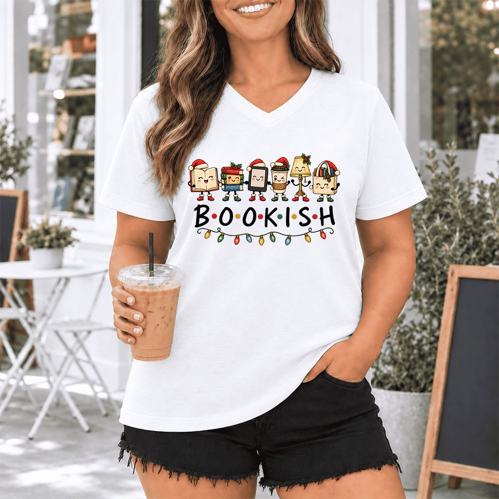 BOOKISH Things Ultra-Soft V-Neck | Christmas Book Lover Gift White