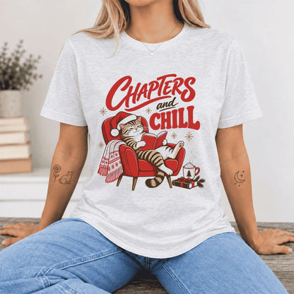 Chapters And Chill Ultra-Soft Cotton T-Shirt | Christmas Reader Gift Ash