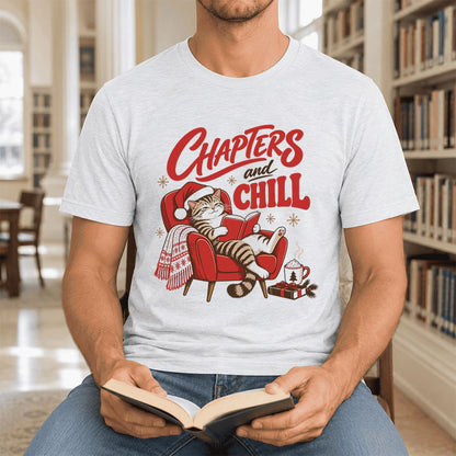 Chapters And Chill Ultra-Soft Cotton T-Shirt | Christmas Reader Gift Ash