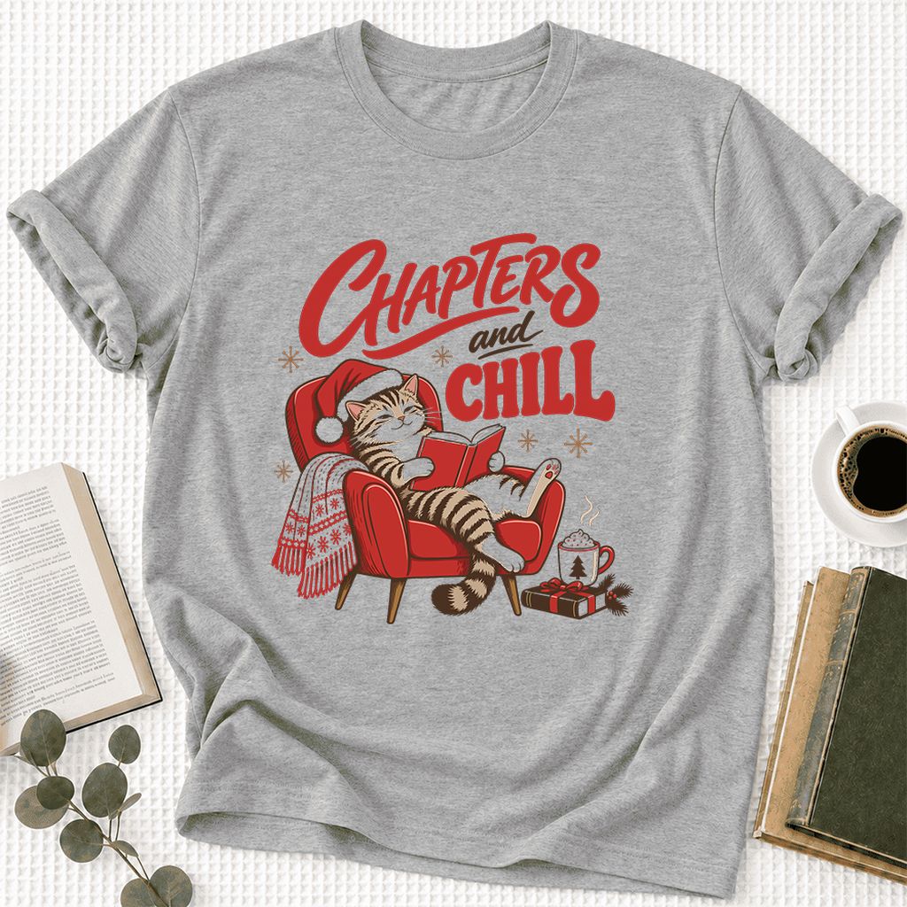 Chapters And Chill Ultra-Soft Cotton T-Shirt | Christmas Reader Gift Athletic Heather