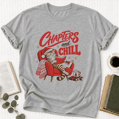 Chapters And Chill Ultra-Soft Cotton T-Shirt | Christmas Reader Gift Athletic Heather