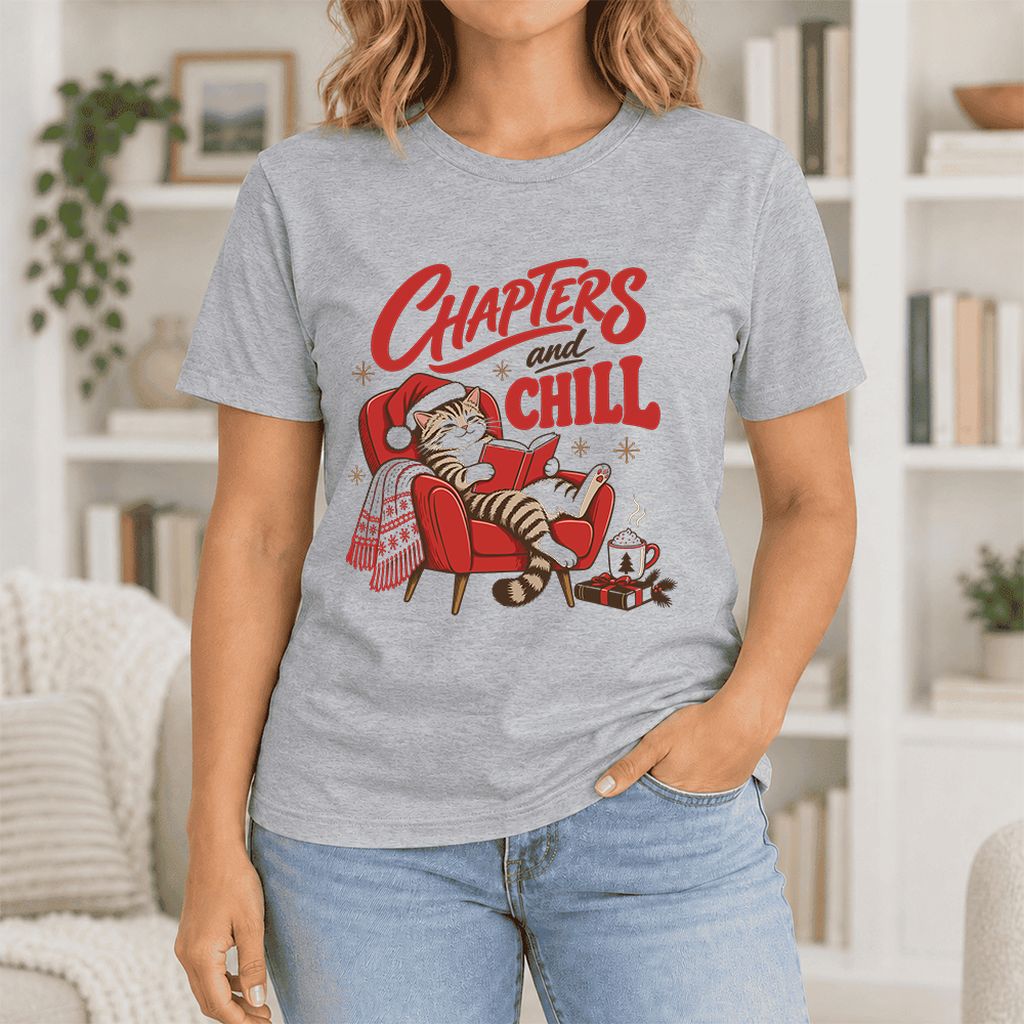 Chapters And Chill Ultra-Soft Cotton T-Shirt | Christmas Reader Gift Athletic Heather