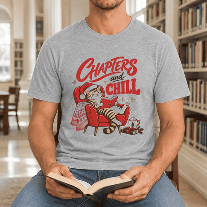 Chapters And Chill Ultra-Soft Cotton T-Shirt | Christmas Reader Gift Athletic Heather