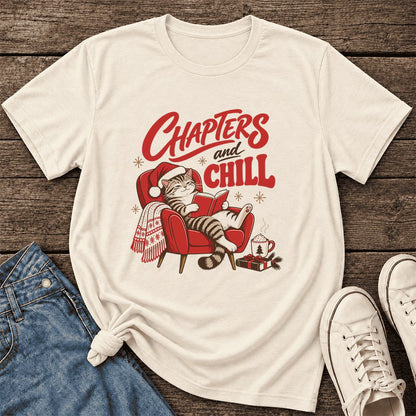 Chapters And Chill Ultra-Soft Cotton T-Shirt | Christmas Reader Gift Natural
