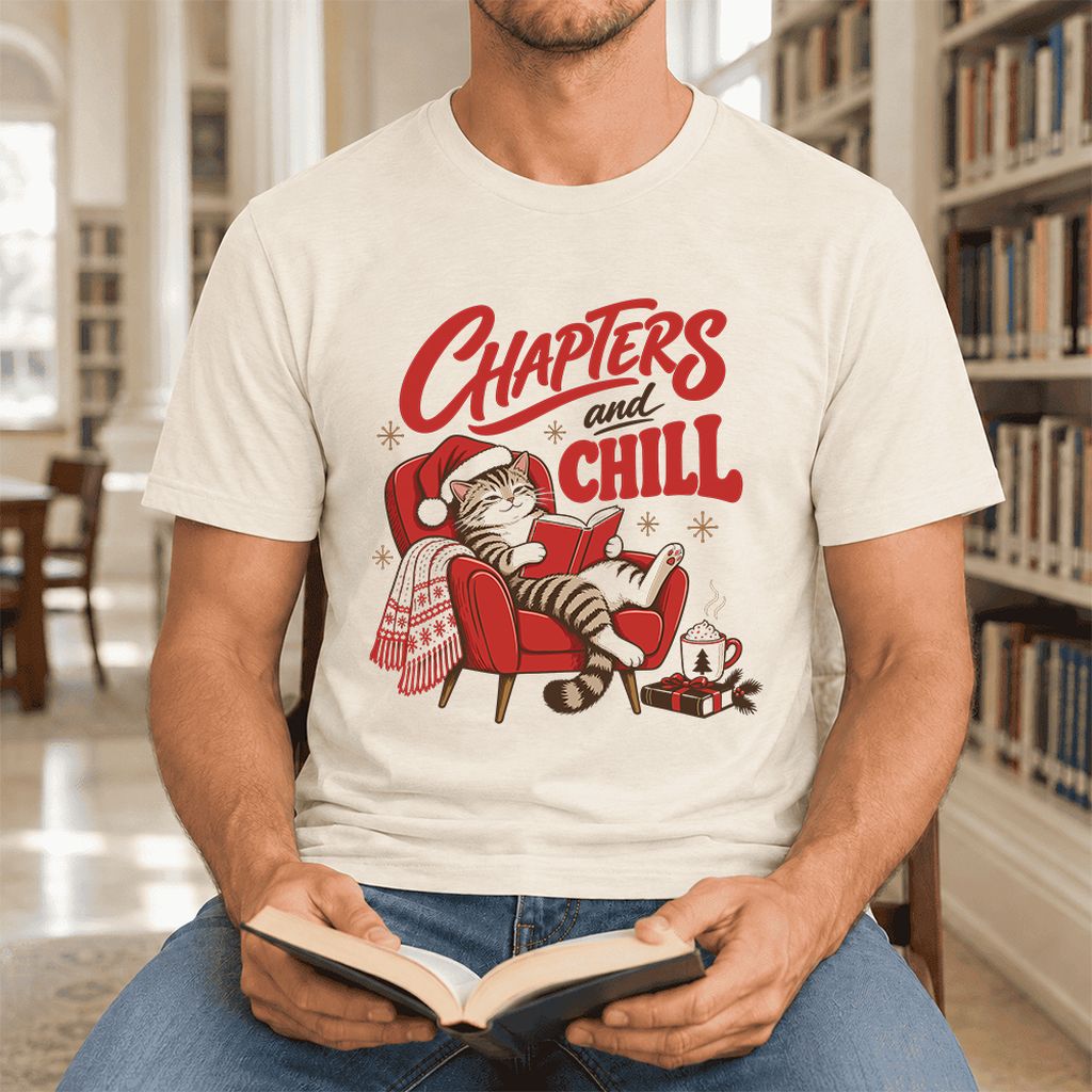 Chapters And Chill Ultra-Soft Cotton T-Shirt | Christmas Reader Gift Natural