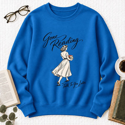 Gone Reading Talk To You Later Softstyle Sweatshirt | Cozy Reader Gift Royal