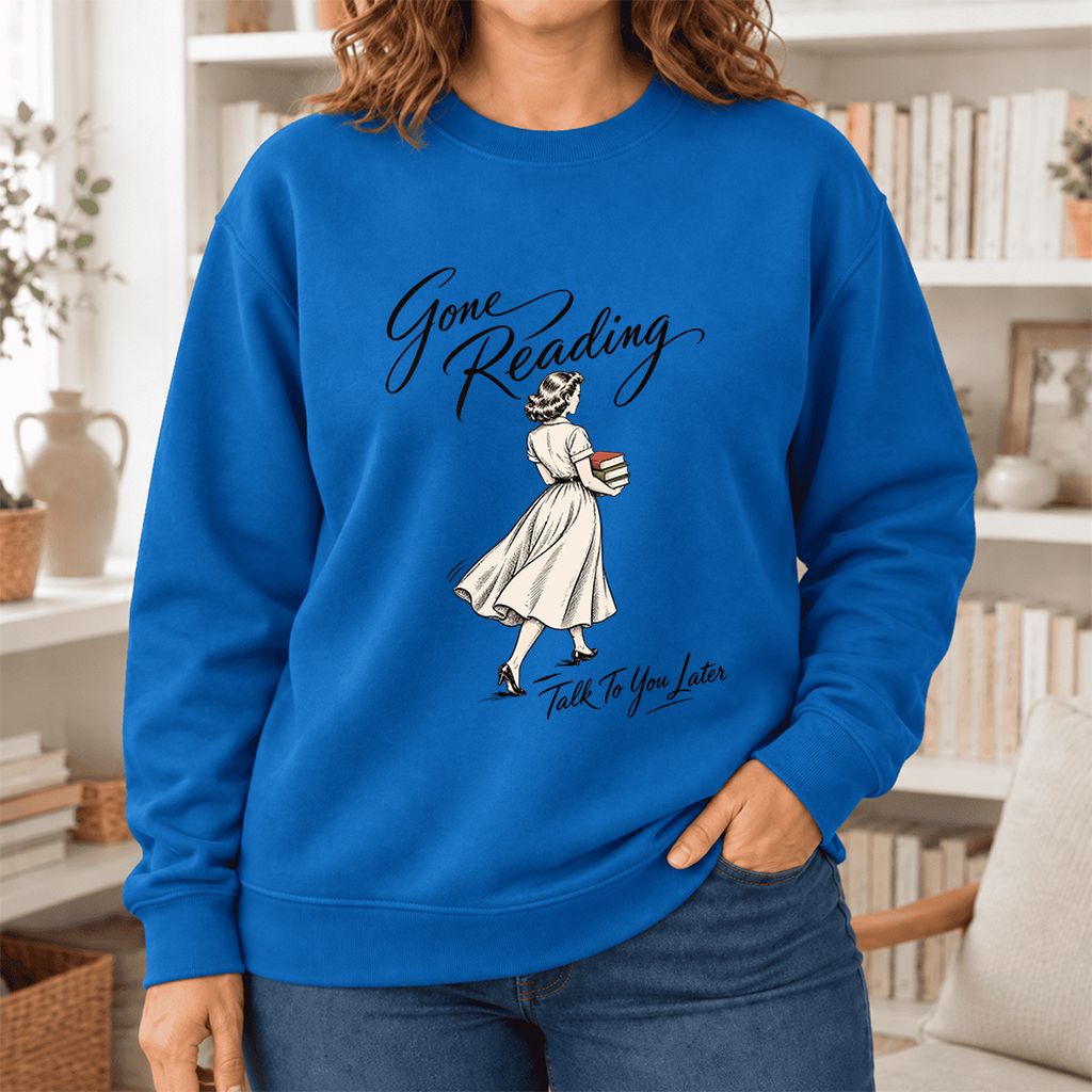 Gone Reading Talk To You Later Softstyle Sweatshirt | Cozy Reader Gift Royal