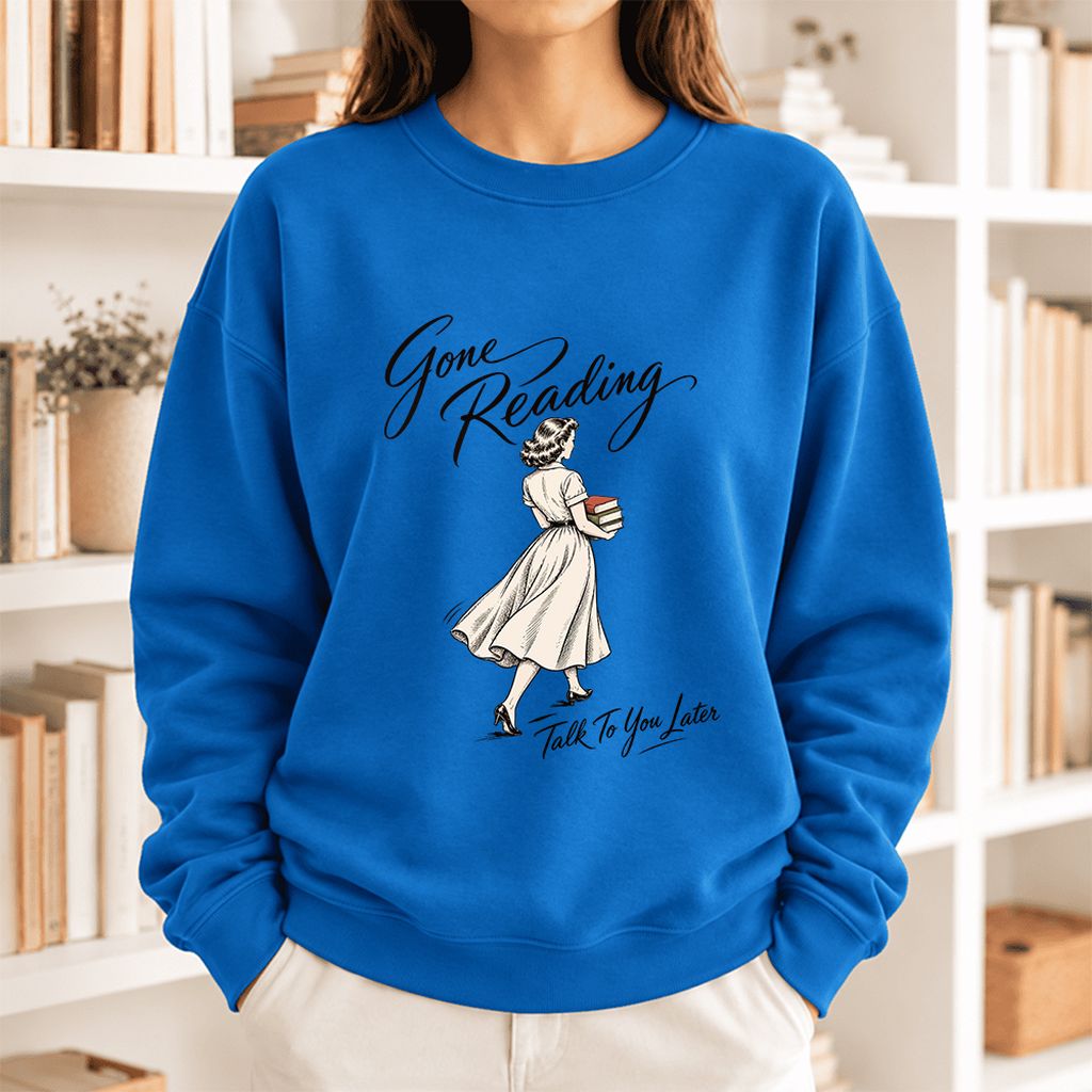 Gone Reading Talk To You Later Softstyle Sweatshirt | Cozy Reader Gift Royal