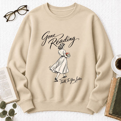 Gone Reading Talk To You Later Softstyle Sweatshirt | Cozy Reader Gift Sand