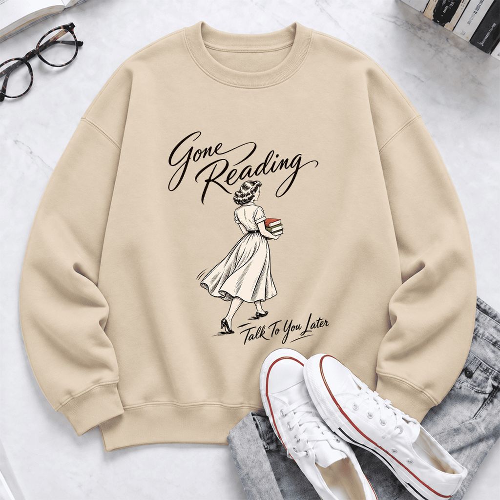 Gone Reading Talk To You Later Softstyle Sweatshirt | Cozy Reader Gift Sand