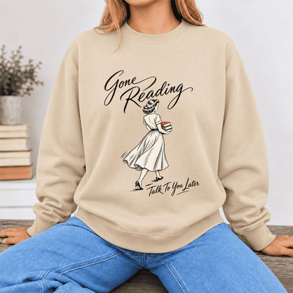 Gone Reading Talk To You Later Softstyle Sweatshirt | Cozy Reader Gift Sand