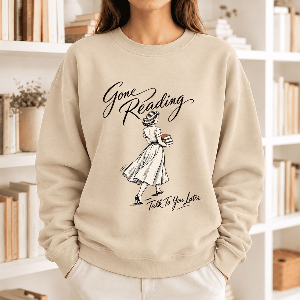 Gone Reading Talk To You Later Softstyle Sweatshirt | Cozy Reader Gift Sand