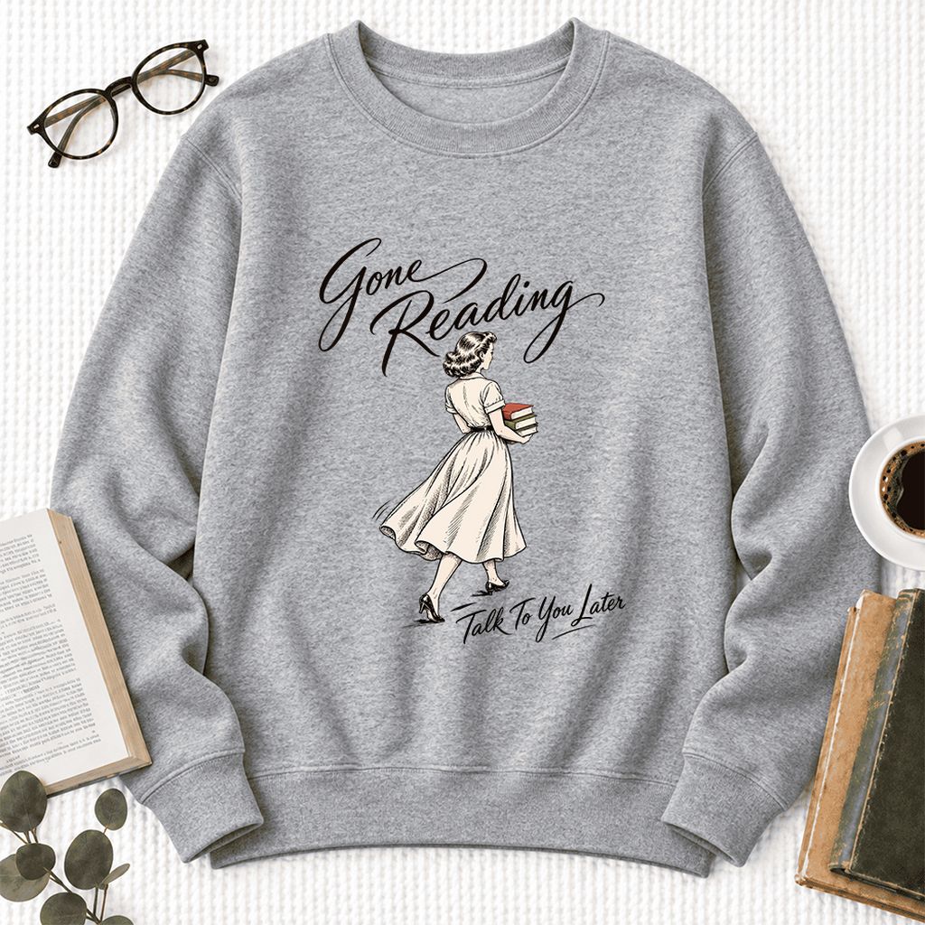 Gone Reading Talk To You Later Softstyle Sweatshirt | Cozy Reader Gift Sport Grey