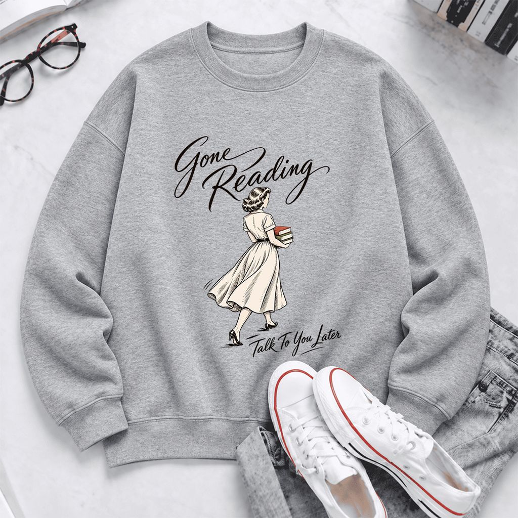 Gone Reading Talk To You Later Softstyle Sweatshirt | Cozy Reader Gift Sport Grey