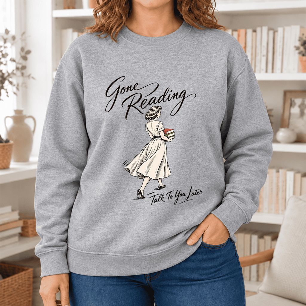 Gone Reading Talk To You Later Softstyle Sweatshirt | Cozy Reader Gift Sport Grey