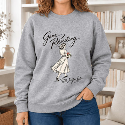 Gone Reading Talk To You Later Softstyle Sweatshirt | Cozy Reader Gift Sport Grey
