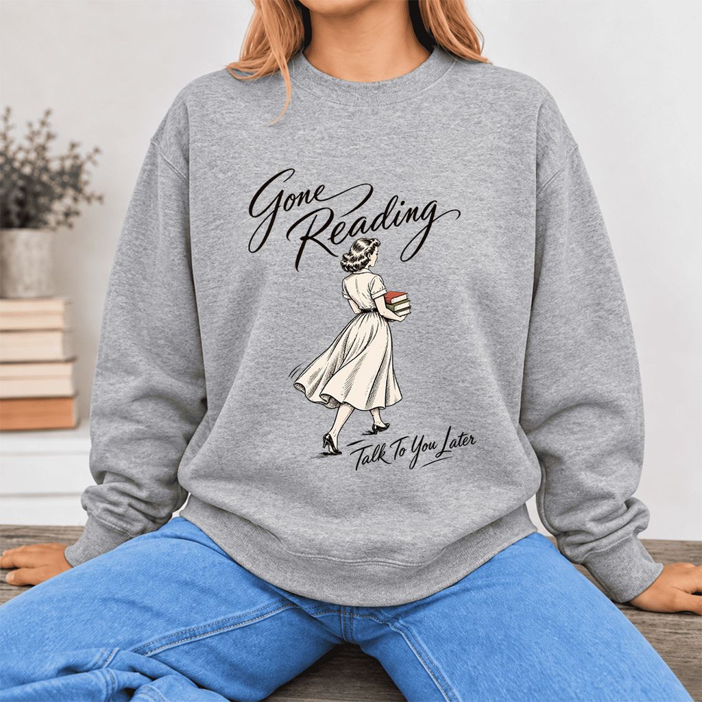 Gone Reading Talk To You Later Softstyle Sweatshirt | Cozy Reader Gift Sport Grey