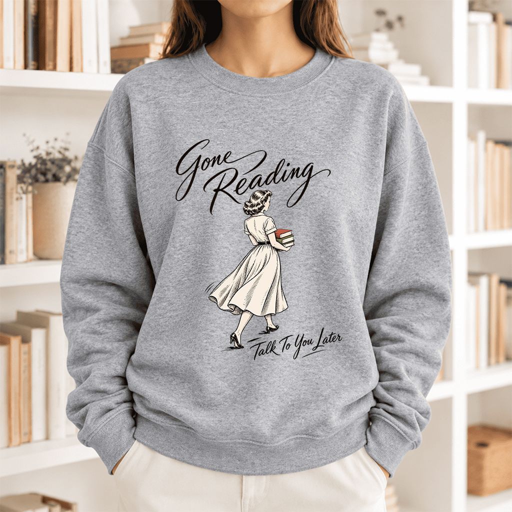 Gone Reading Talk To You Later Softstyle Sweatshirt | Cozy Reader Gift Sport Grey