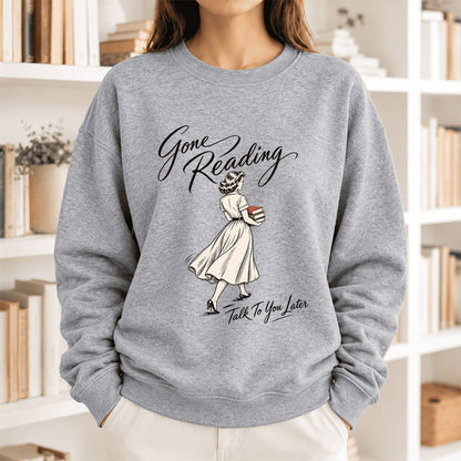 Gone Reading Talk To You Later Softstyle Sweatshirt | Cozy Reader Gift Sport Grey