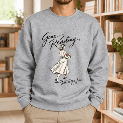 Gone Reading Talk To You Later Softstyle Sweatshirt | Cozy Reader Gift Sport Grey