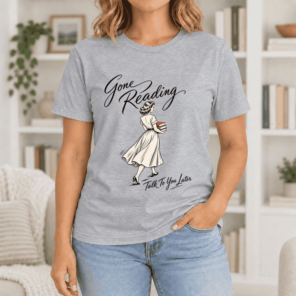 Gone Reading Talk To You Later Ultra-Soft Cotton T-Shirt | Book Lover Gift Athletic Heather