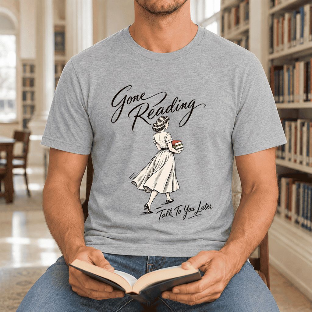 Gone Reading Talk To You Later Ultra-Soft Cotton T-Shirt | Book Lover Gift Athletic Heather