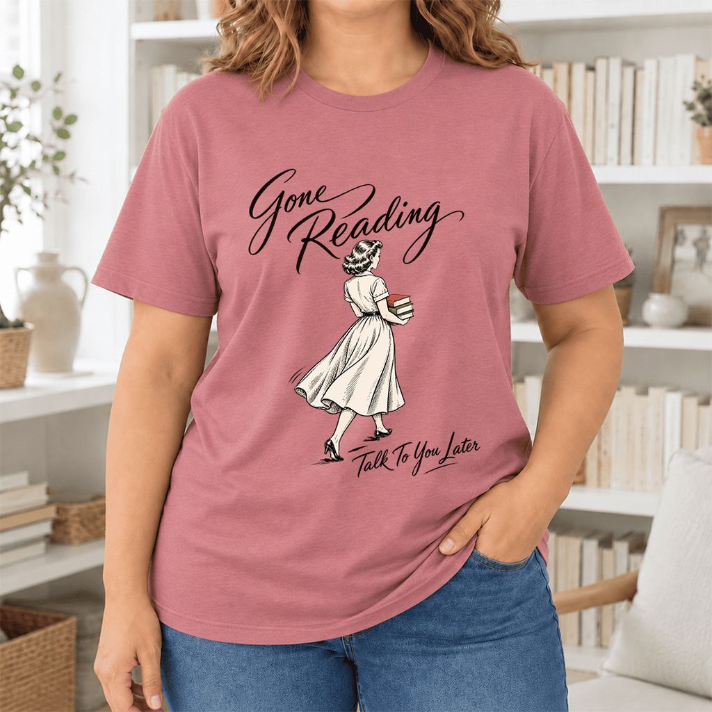 Gone Reading Talk To You Later Ultra-Soft Cotton T-Shirt | Book Lover Gift Mauve