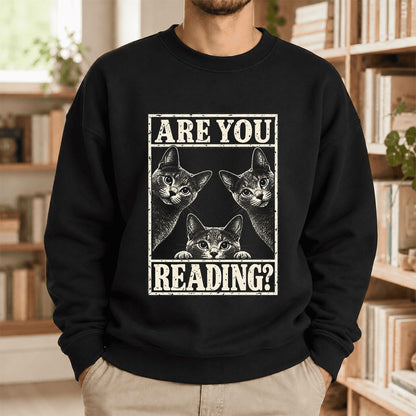 Are You Reading Russian Blue Softstyle Sweatshirt | Cat Lover Reader Gift Black