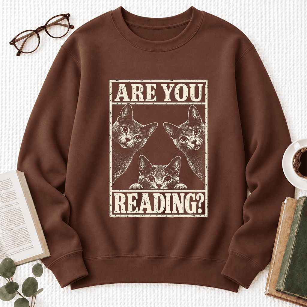 Are You Reading Russian Blue Softstyle Sweatshirt | Cat Lover Reader Gift Cocoa