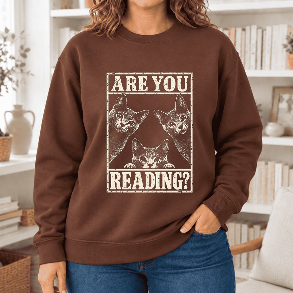 Are You Reading Russian Blue Softstyle Sweatshirt | Cat Lover Reader Gift Cocoa