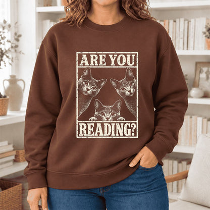 Are You Reading Russian Blue Softstyle Sweatshirt | Cat Lover Reader Gift Cocoa