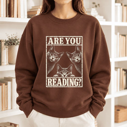Are You Reading Russian Blue Softstyle Sweatshirt | Cat Lover Reader Gift Cocoa