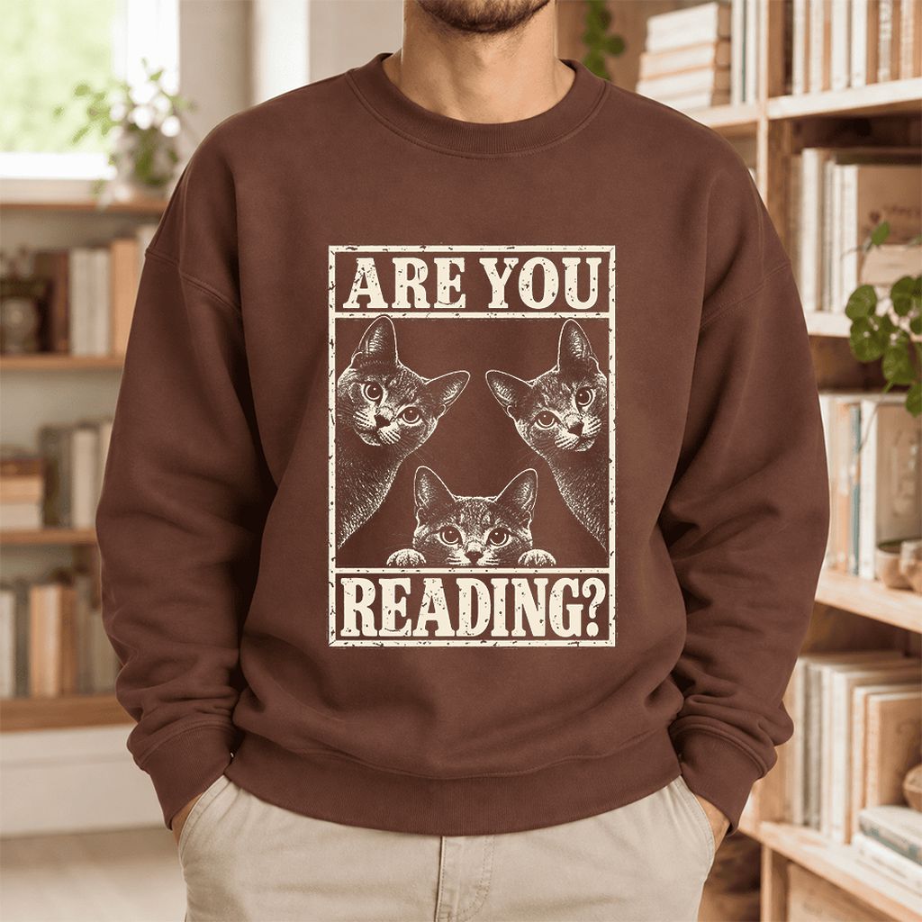 Are You Reading Russian Blue Softstyle Sweatshirt | Cat Lover Reader Gift Cocoa
