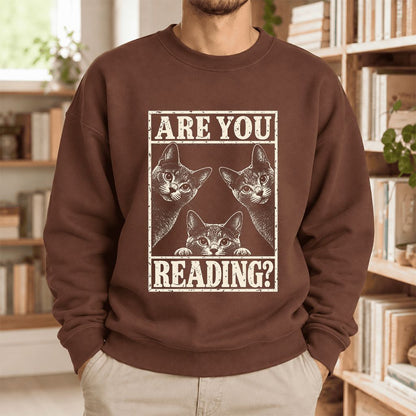 Are You Reading Russian Blue Softstyle Sweatshirt | Cat Lover Reader Gift Cocoa