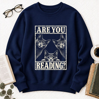 Are You Reading Russian Blue Softstyle Sweatshirt | Cat Lover Reader Gift Navy