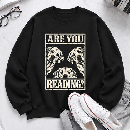 Are You Reading Labrador Retriever Softstyle Sweatshirt | Dog Lover Reader Gift Black