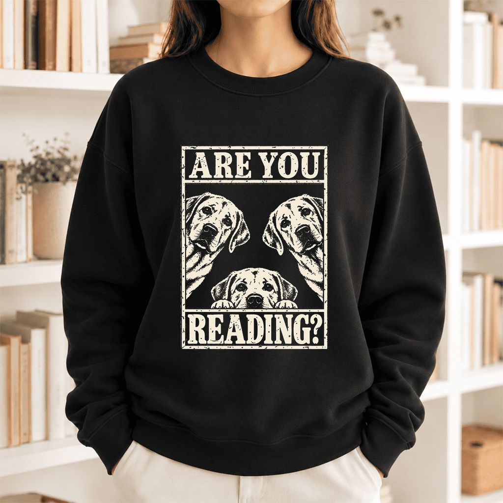 Are You Reading Labrador Retriever Softstyle Sweatshirt | Dog Lover Reader Gift Black