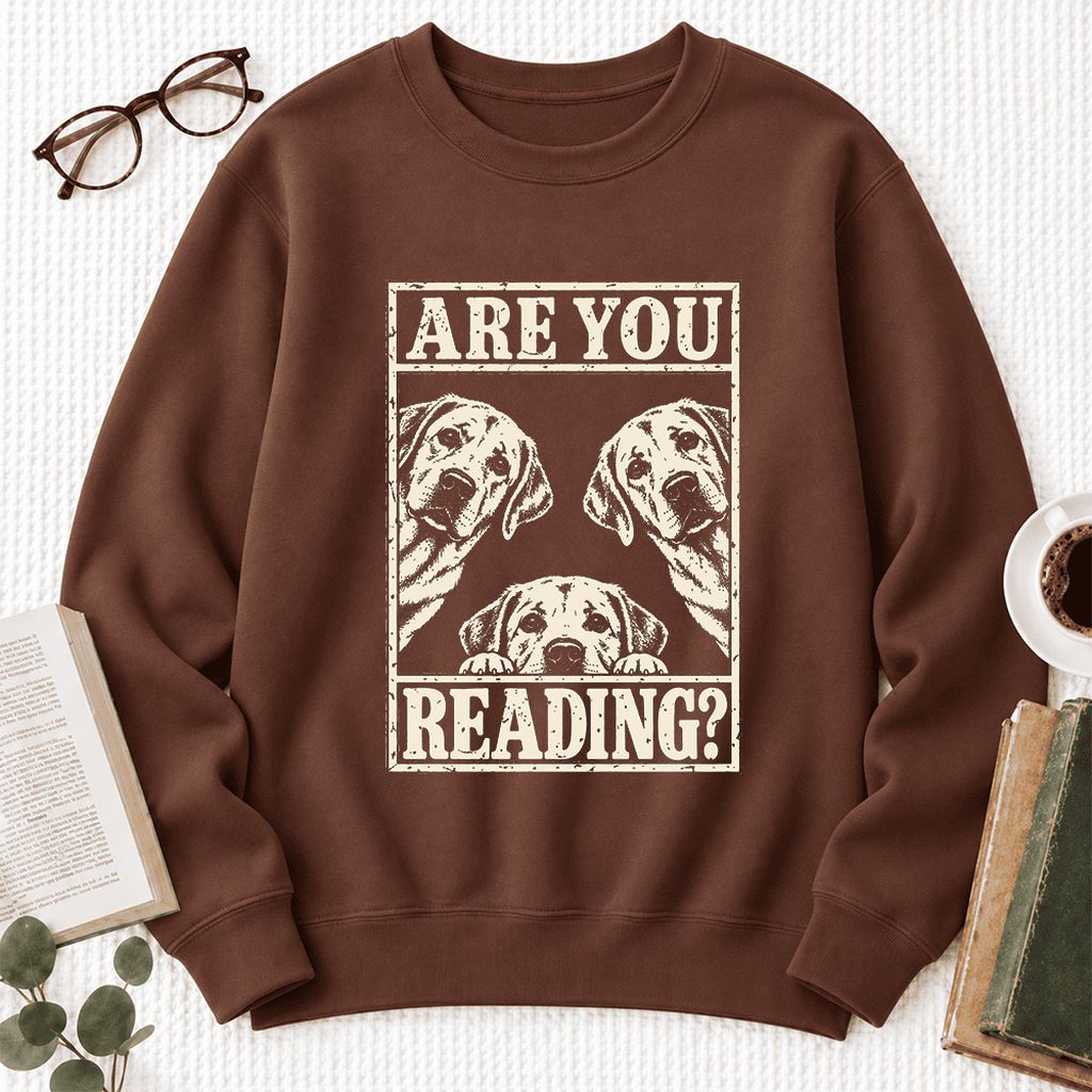 Are You Reading Labrador Retriever Softstyle Sweatshirt | Dog Lover Reader Gift Cocoa