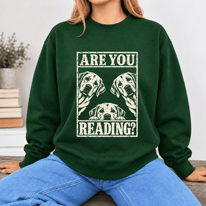 Are You Reading Labrador Retriever Softstyle Sweatshirt | Dog Lover Reader Gift Forest Green